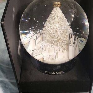 Chanel Holiday Snow Globe with White Tree